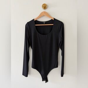 Express Black Long-Sleeve Scoop-Neck Bodysuit